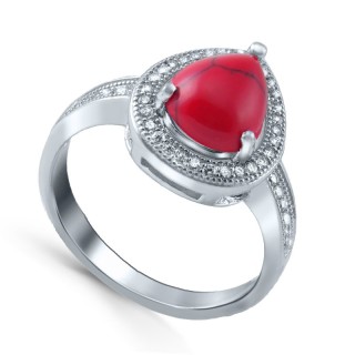 Кольцо серебряное с кораллом и куб. цирконием «Крылья рассвета» MyJewels (арт.21qspmi00398-19_korallpr_kubcirkonii)