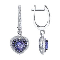 Серьги из белого золота с бриллиантами и танзанитами (Арт.6024209)