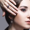 Серьги из белого золота с бриллиантами и танзанитами (Арт.6024209)