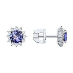 Серьги из белого золота с бриллиантами и танзанитами (Арт.6024394-3)