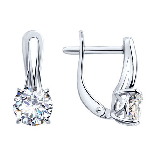 Серьги из серебра с фианитами (Арт.94023247)