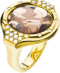 Кольцо из золота с бриллиантом и топазом Русские Самоцветы (Арт.k21cafpg_2190o)