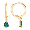 Серьги золотые пробы 585 с изумрудом гидротермальным (Арт.729210)
