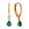 Серьги золотые пробы 585 с изумрудом гидротермальным (Арт.729210)