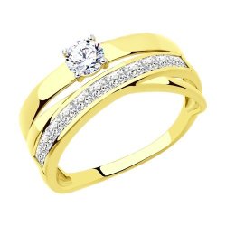 Кольцо из желтого золота с фианитами (Арт.018519-2)
