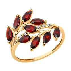 Кольцо золотое пробы 585 с гранатом (Арт.71-00282)