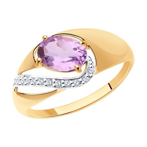 Кольцо золотое пробы 585 с аметистом (Арт.714673)