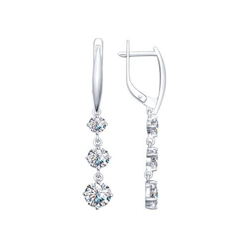 Серьги из серебра с фианитами (Арт.94025230)