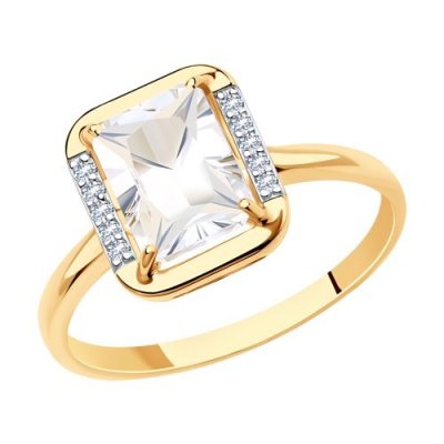 Кольцо золотое пробы 585 с горным хрусталем (Арт.715875)