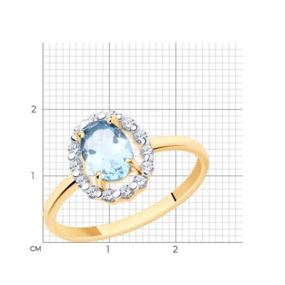 Кольцо золото 585 с топазом и фианитами «Небесный овал» Соколов (арт.716160)