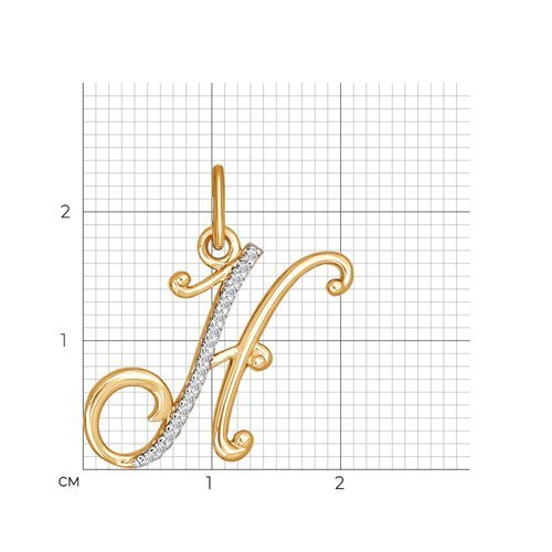 Золотой кулон с фианитами «Буква Н» (арт. 034536)