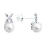 Серьги из серебра с жемчугом и фианитами (Арт.94026050)