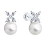 Серьги из серебра с жемчугом и фианитами (Арт.94026050)