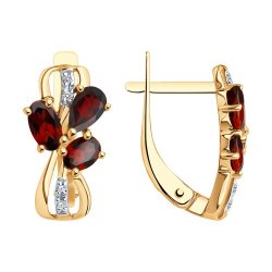 Серьги золотые пробы 585 с гранатом (Арт.72-00096)