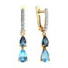Серьги золотые пробы 585 с миксом камней (Арт.72-00324)