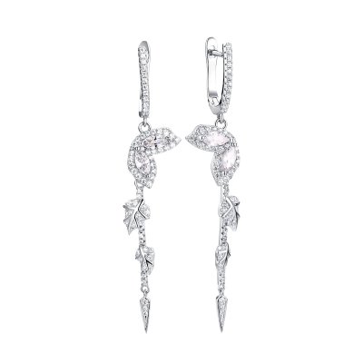 Серьги из серебра с фианитом (Арт.cz-e01051-x-w-w-x-w)