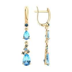 Серьги золотые пробы 585 с миксом камней (Арт.725338)