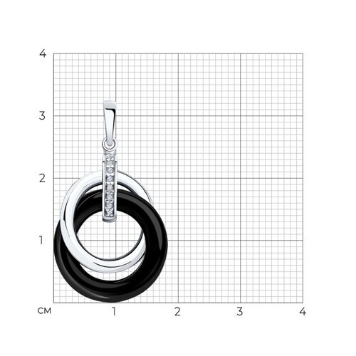 Подвеска из серебра с керамической вставкой и фианитами (Арт.94032895)