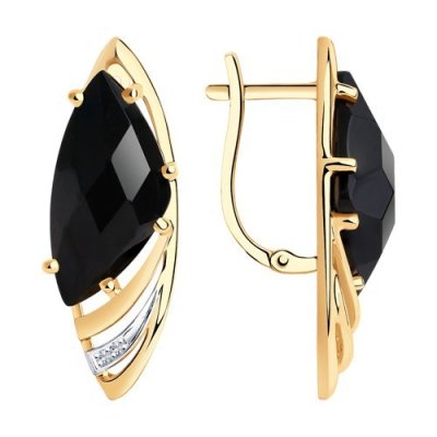 Серьги золотые пробы 585 с ониксом (Арт.727206)