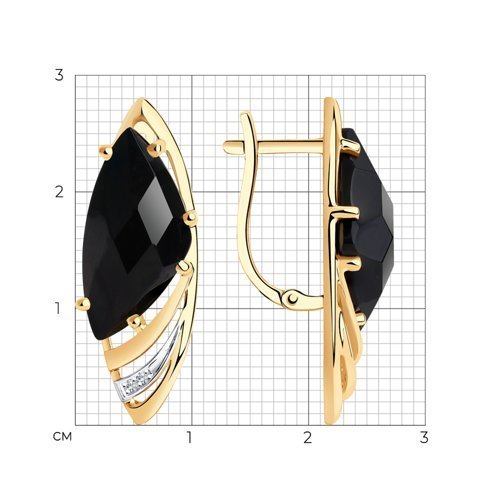Серьги золотые пробы 585 с ониксом (Арт.727206)
