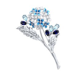 Брошь из серебра с миксом камней (Арт.92040124)