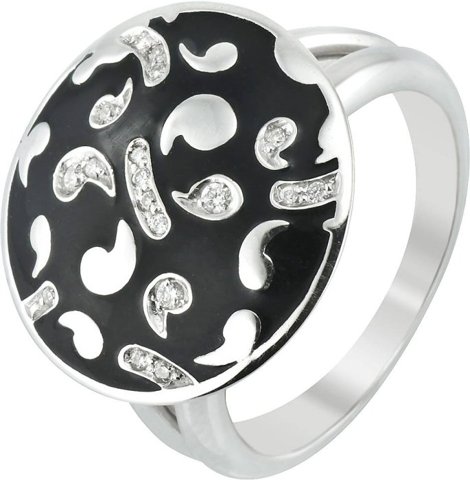 Кольцо из белого золота с бриллиантом и эмалью (Арт.kta81lnwg)