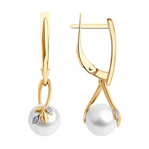 Серьги золотые пробы 585 с жемчугом (Арт.79-20025)