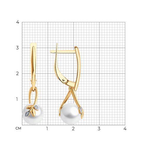 Серьги золотые пробы 585 с жемчугом (Арт.79-20025)