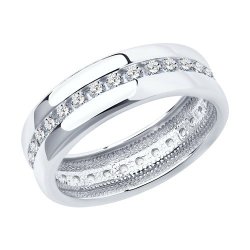 Обручальное кольцо из серебра с фианитами (Арт.94110026)