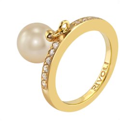 Кольцо из серебра с жемчугом и кристаллом swarovski (Арт.zar-14-8-5-g)
