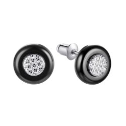 Серьги из серебра с керамикой и фианитом (Арт.tc-e00693-b-w-x-x-w)