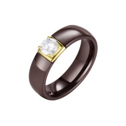 Кольцо из серебра с керамикой и фианитом (Арт.tc-r00707-br-l-w-x-x)