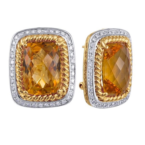 Серьги золотые с бриллиантами и цитринами «Солнечный Карет» MyJewels (арт.H748CTC4YT_CT_YG)