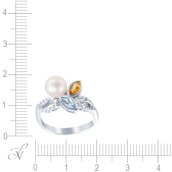 Кольцо из белого золота с бриллиантом и жемчугом (Арт.jl5014r_mc_wy_wg)