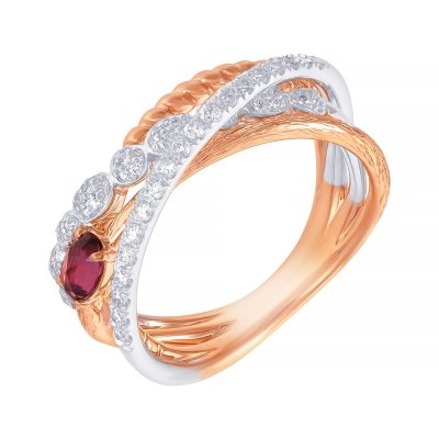 Кольцо из золота с бриллиантом и родолитом (Арт.m1924r-0006_ko_rh_vr)