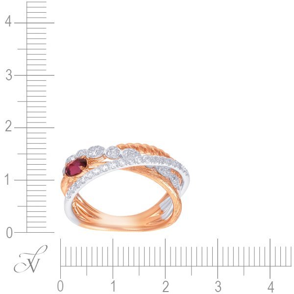 Кольцо из золота с бриллиантом и родолитом (Арт.m1924r-0006_ko_rh_vr)