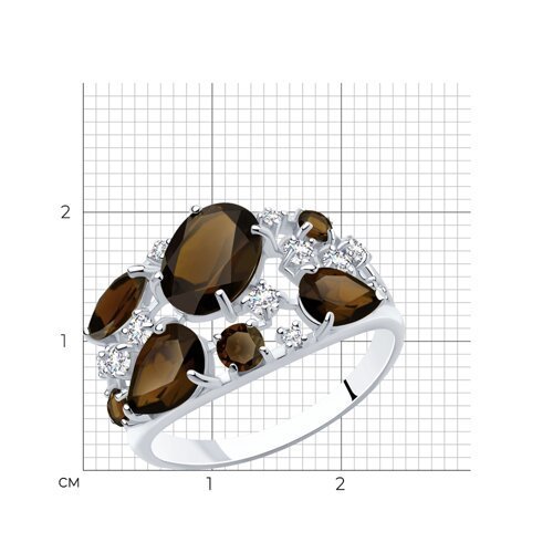 Кольцо из серебра с раухтопазами и фианитами (Арт.92010222)