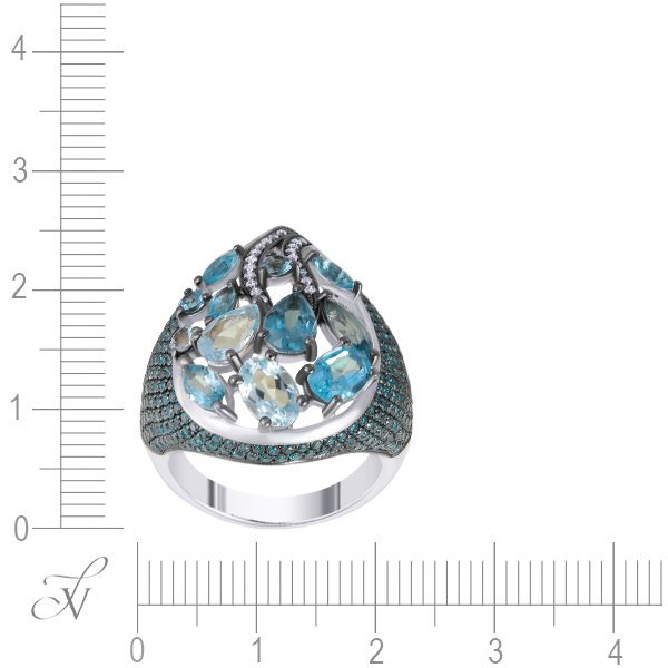 Кольцо из белого золота с бриллиантом и топазом (Арт.mr82975-wd-bl-bt_ko_dl_bt_wg)