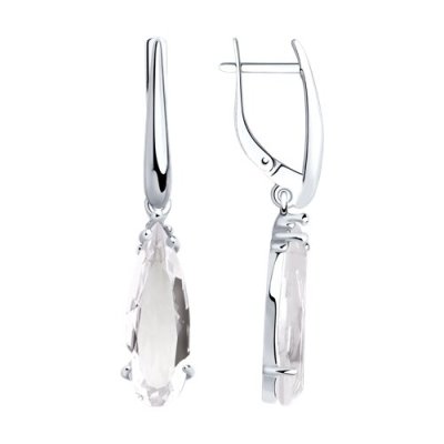 Серьги из серебра с горным хрусталем «Лунный кристалл» Соколов (арт.92021960)