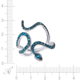 Кольцо с топазом «Морская Змейка» из белого золота JvG (арт.R0002171A03_BT_WG)