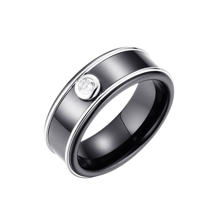 Кольцо из серебра с керамикой и фианитом (Арт.tc-r01474-b-w-w-x-x)