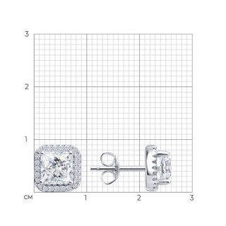 Серьги из серебра с фианитами «Сияние квадрата» SOKOLOV (арт.9402)