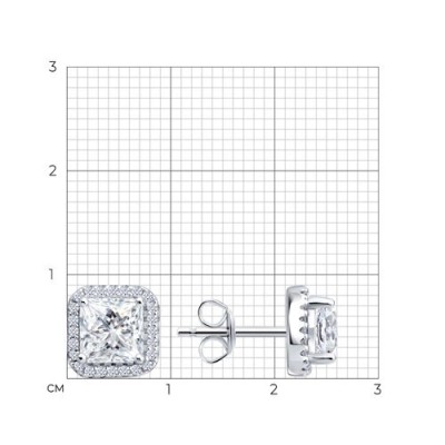 Серьги из серебра с фианитами «Сияние квадрата» SOKOLOV (арт.9402)