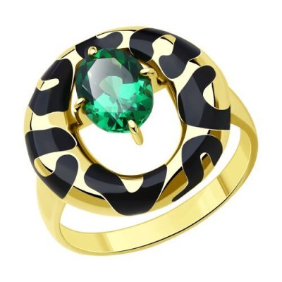 Кольцо из золочёного серебра с ситаллом и эмалью (Арт.93-310-01668-1)