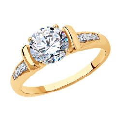 Кольцо из золочёного серебра с фианитами (Арт.93010783)