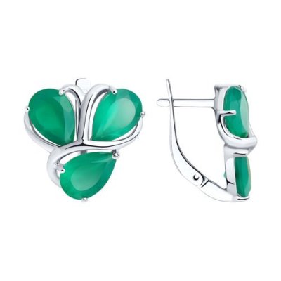 Серьги из серебра с агатами (Арт.94-320-00439-1)