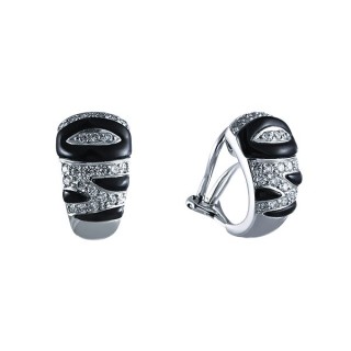 Серьги из белого золота с бриллиантами и ониксом «Noir Lumière» JvG (арт.W12F780)