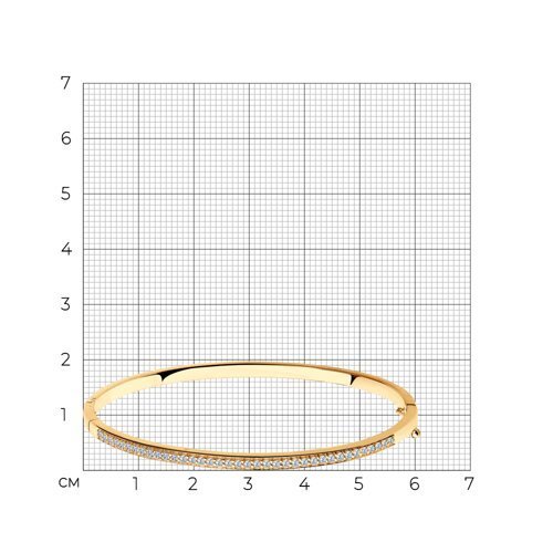 Браслет жёсткий из золочёного серебра с фианитами (Арт.93050050)