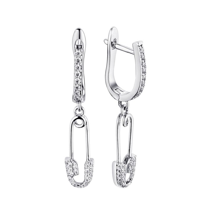 Серьги из серебра с фианитом (Арт.cz-e02394-x-w-x-x-w)