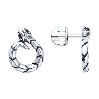 Серьги из серебра с фианитами «Змеиный Оберег» Соколов (арт.95-122-02292-1)